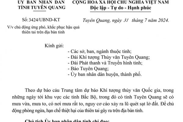 (TTV) Chủ động ứng phó, khắc phục hậu quả thiên tai trên địa bàn tỉnh