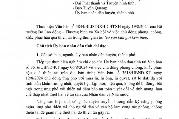 (TTV) Chủ động phòng, chống, khắc phục hậu quả thiên tai trên địa bàn tỉnh