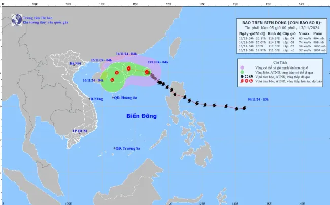 Bão số 8 giật cấp 11, khả năng suy yếu trên Biển Đông