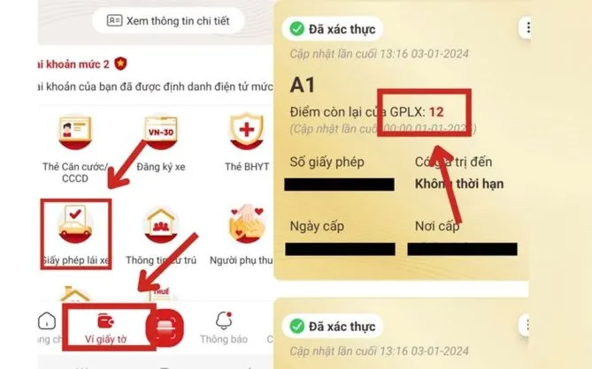 Người dân có thể tự theo dõi số điểm của bằng lái xe qua ứng dụng VNeID