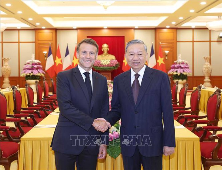Tổng Bí thư Tô Lâm hội kiến Tổng thống Pháp Emmanuel Macron- Ảnh 2.