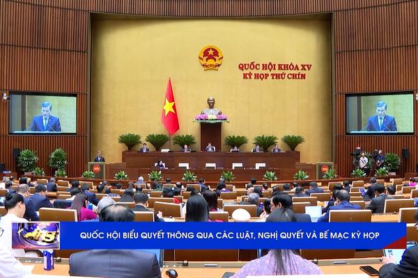 (TTV) Quốc hội biểu quyết thông qua các luật, nghị quyết và Bế mạc kỳ họp