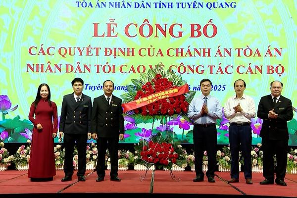 (TTV) Lễ công bố các Quyết định của Chánh án Tòa án nhân dân tối cao về công tác cán bộ
