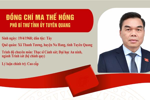 Tóm tắt quá trình công tác của đồng chí Ma Thế Hồng, Phó Bí thư Tỉnh ủy Tuyên Quang