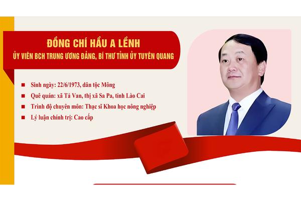 Tóm tắt quá trình công tác của đồng chí Hầu A Lềnh Ủy viên BCH Trung ương Đảng, Bí thư Tỉnh ủy Tuyên Quang